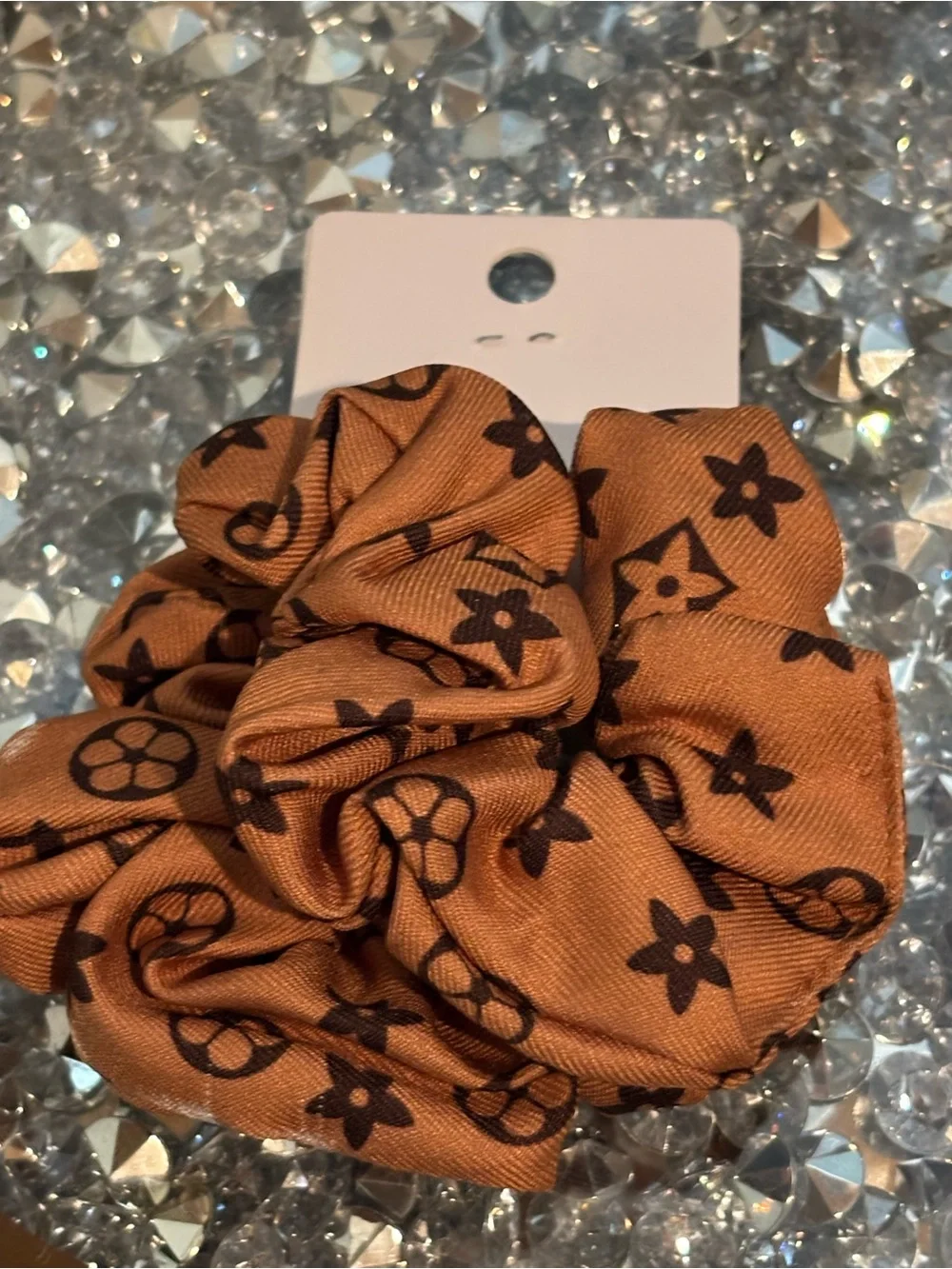 NWT Set of 2 Luxury Inspired Monogram Scrunchies | Black & Brown Hair Ties